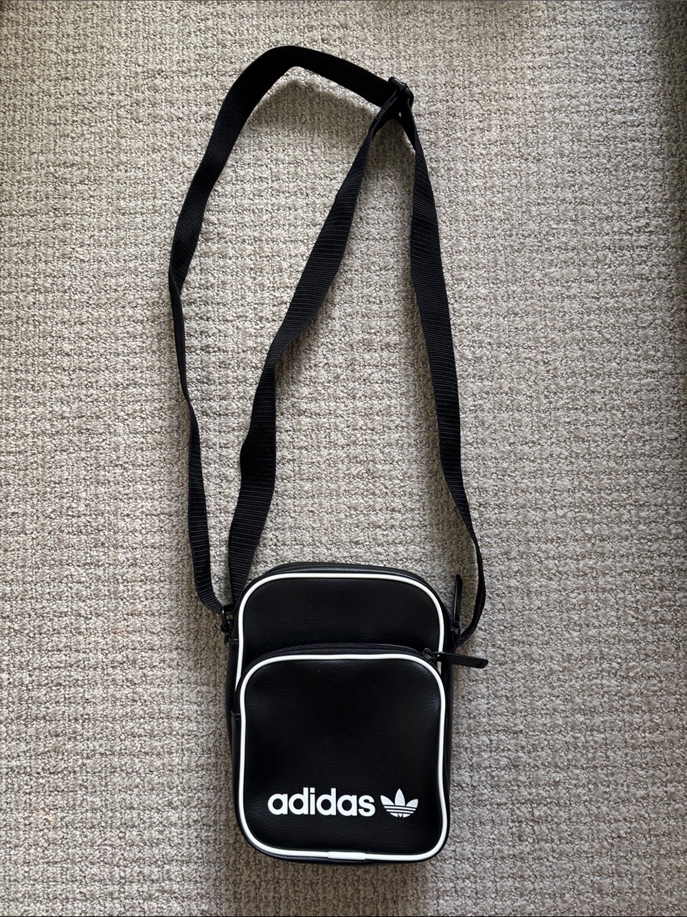 adidas Black Shoulder Bag with White Piping